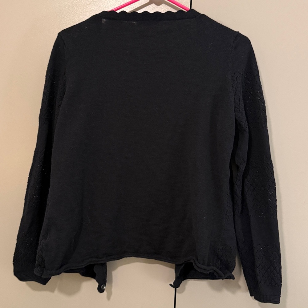 Frye Women's Cardigan Sweater Sz M Black Long Sleeve Button Down Knit Old Money - Picture 5 of 5